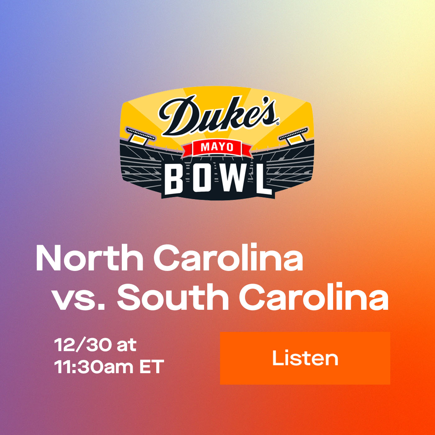 Listen to the Duke's Mayo Bowl on Audacy